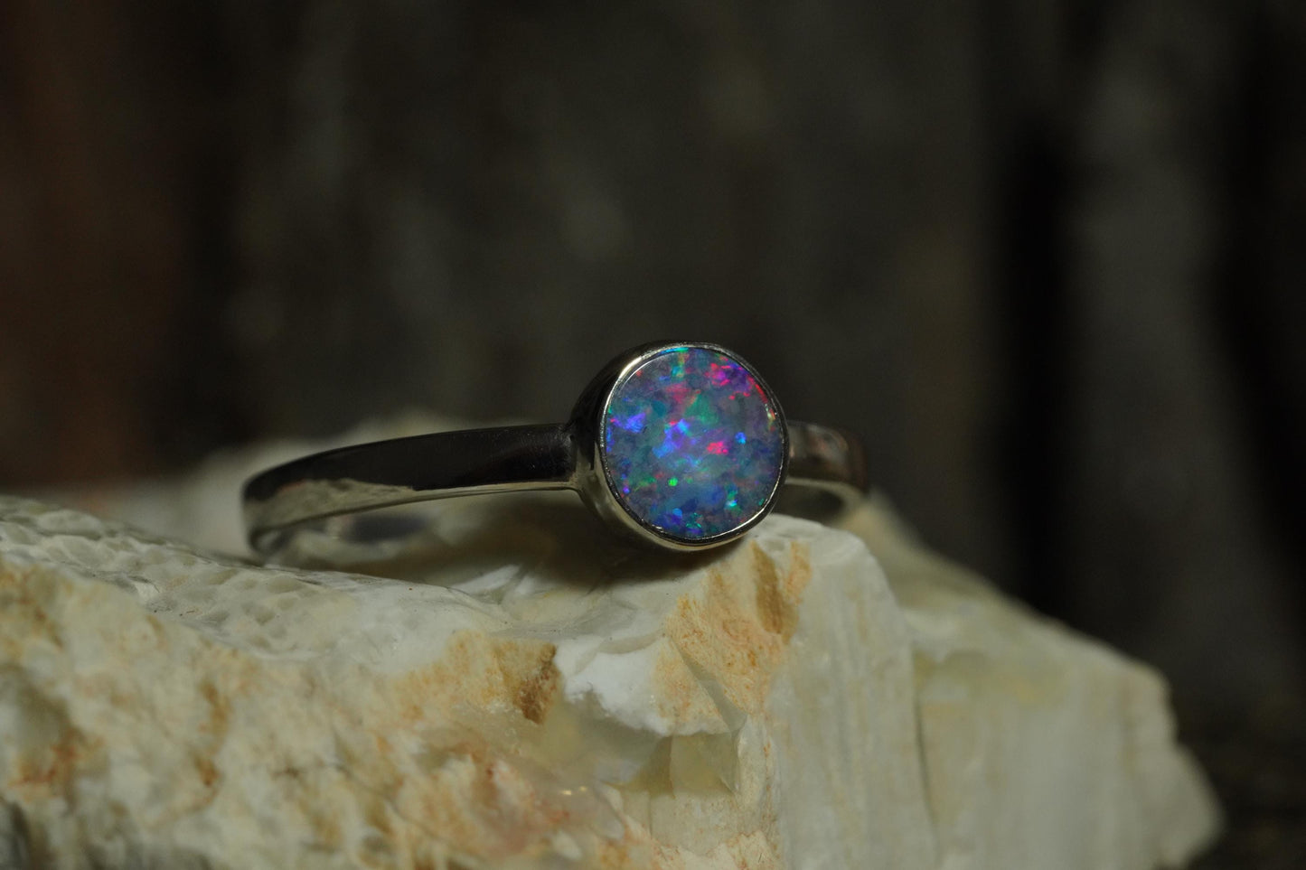 Australian Opal Ring | Sterling Silver | Size 8