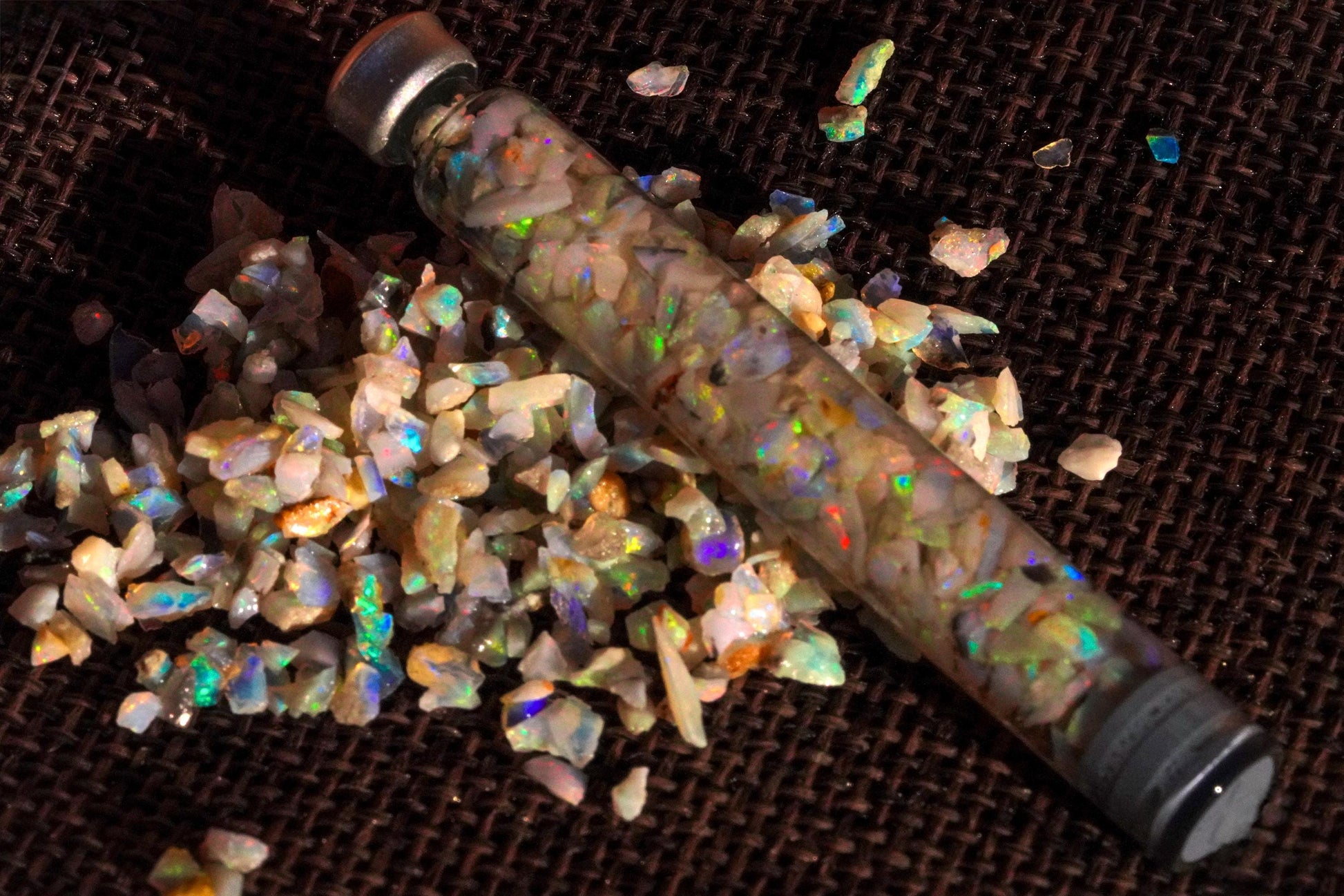 Raw Rough Opal Chip Tube | Gift for them | October Birthstone