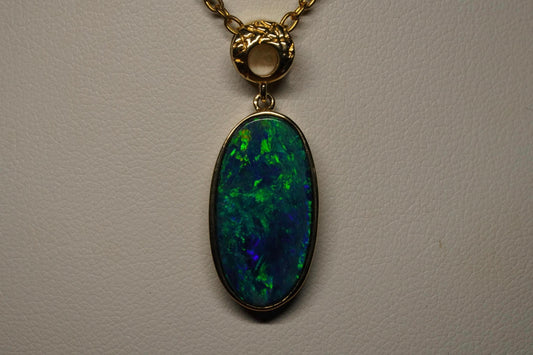 Gold Australian Opal Pendant