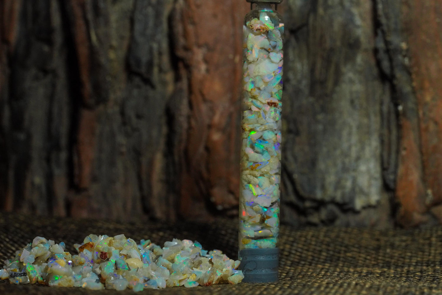 Raw Rough Opal Chip Tube | Gift for them | October Birthstone