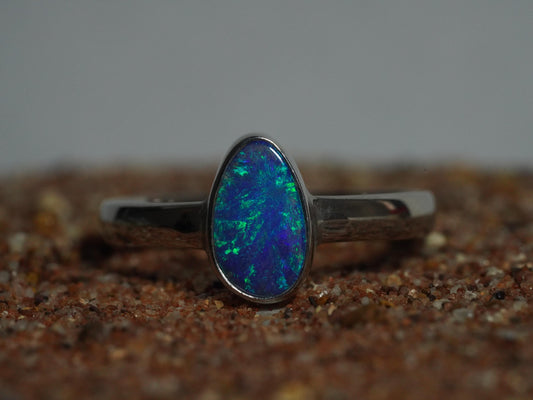 Australian Opal Doublet Silver Ring Size 8 US | Natural Unique Colourful Opal | Gift For Women October Birthstone