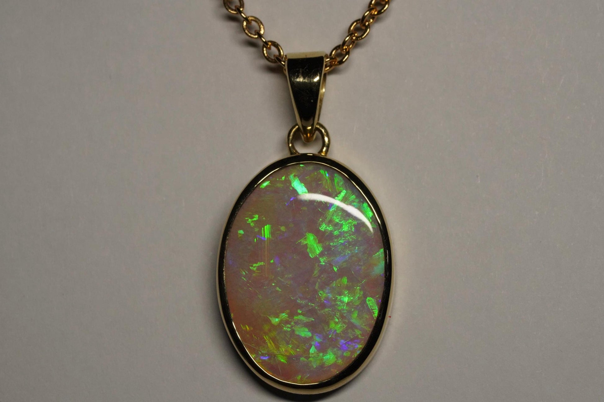 Gold Australian Opal Pendant