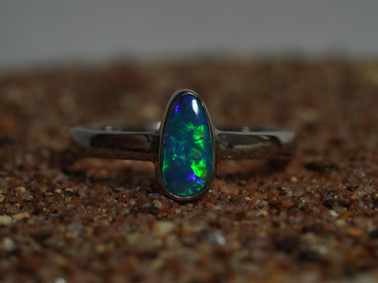 Australian Opal Doublet Silver Ring Size 7 US | Natural Unique Colourful Opal | Gift For Women October Birthstone