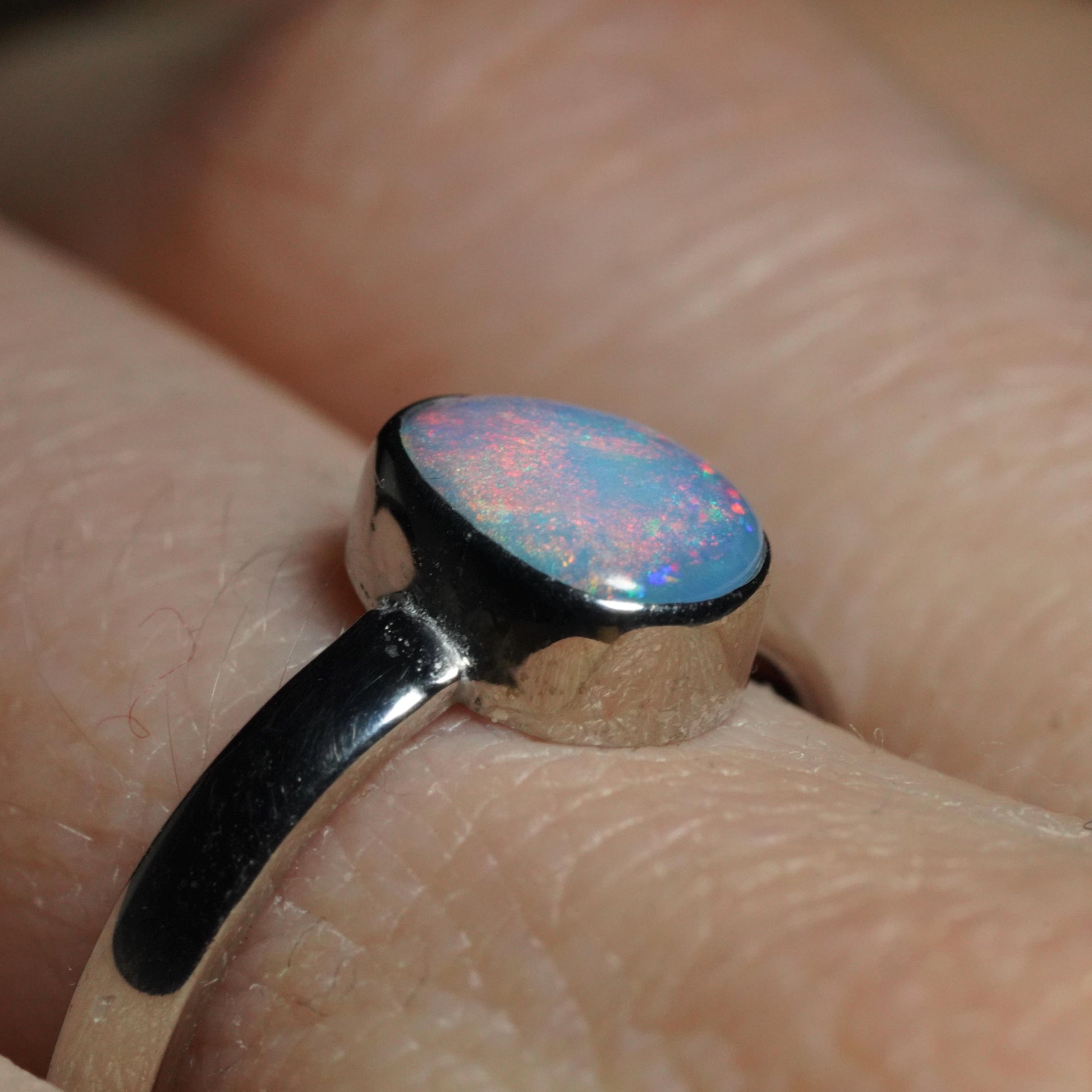 Australian Opal Silver Ring Size 7 | Natural Unique Colourful Opal | Gift For Women October Birthstone