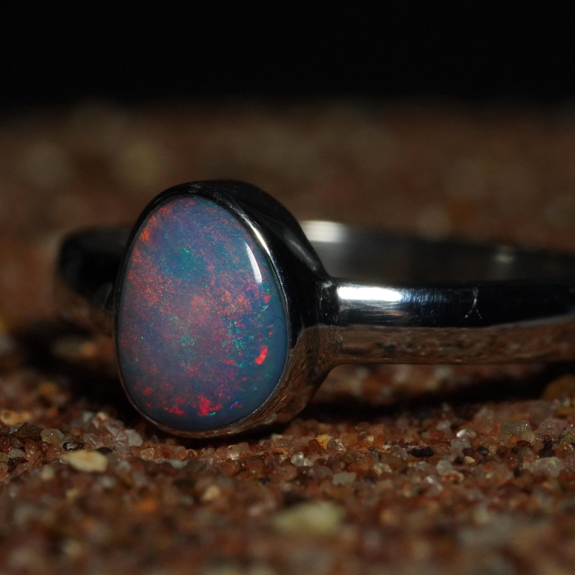 Australian Opal Silver Ring Size 7 | Natural Unique Colourful Opal | Gift For Women October Birthstone