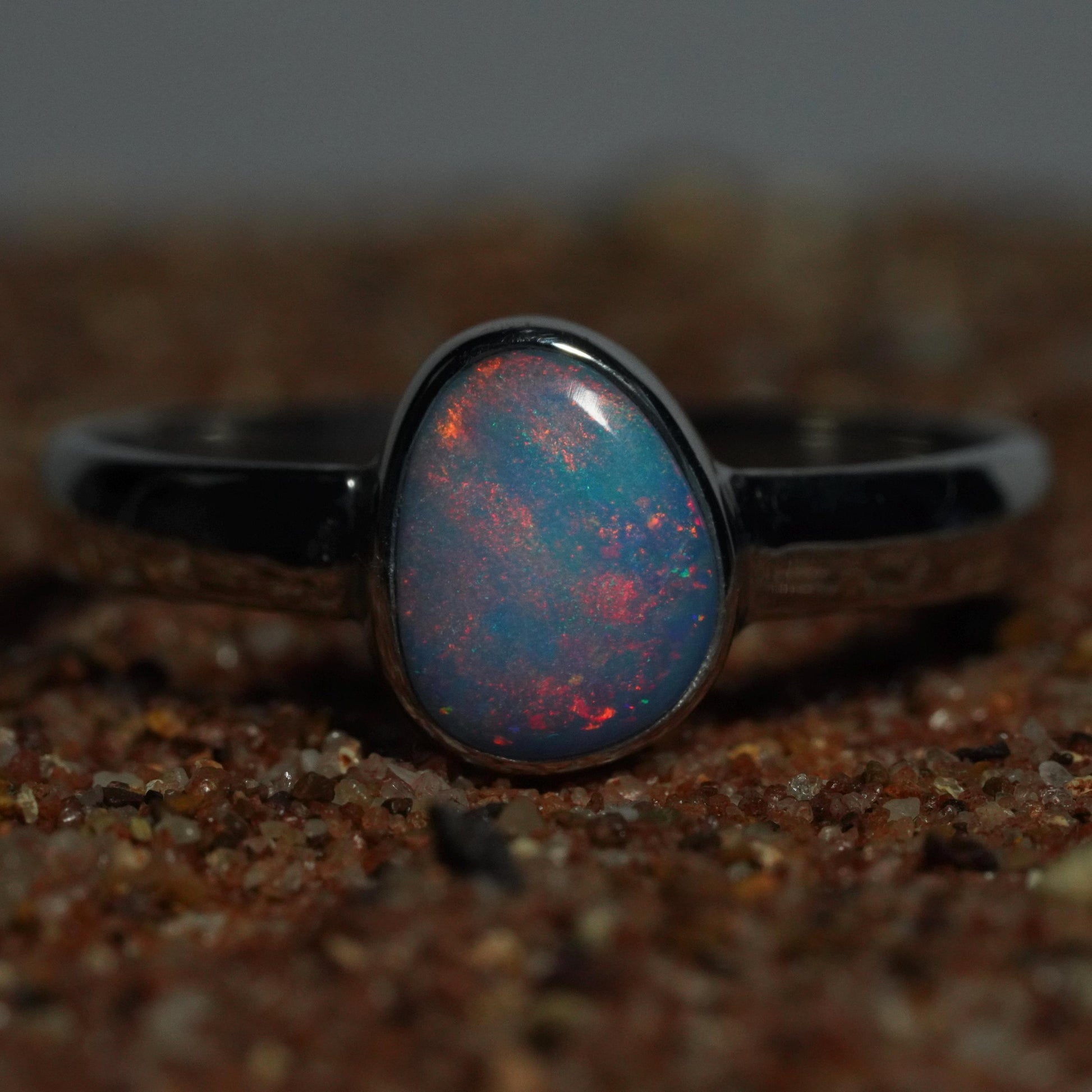 Australian Opal Silver Ring Size 7 | Natural Unique Colourful Opal | Gift For Women October Birthstone