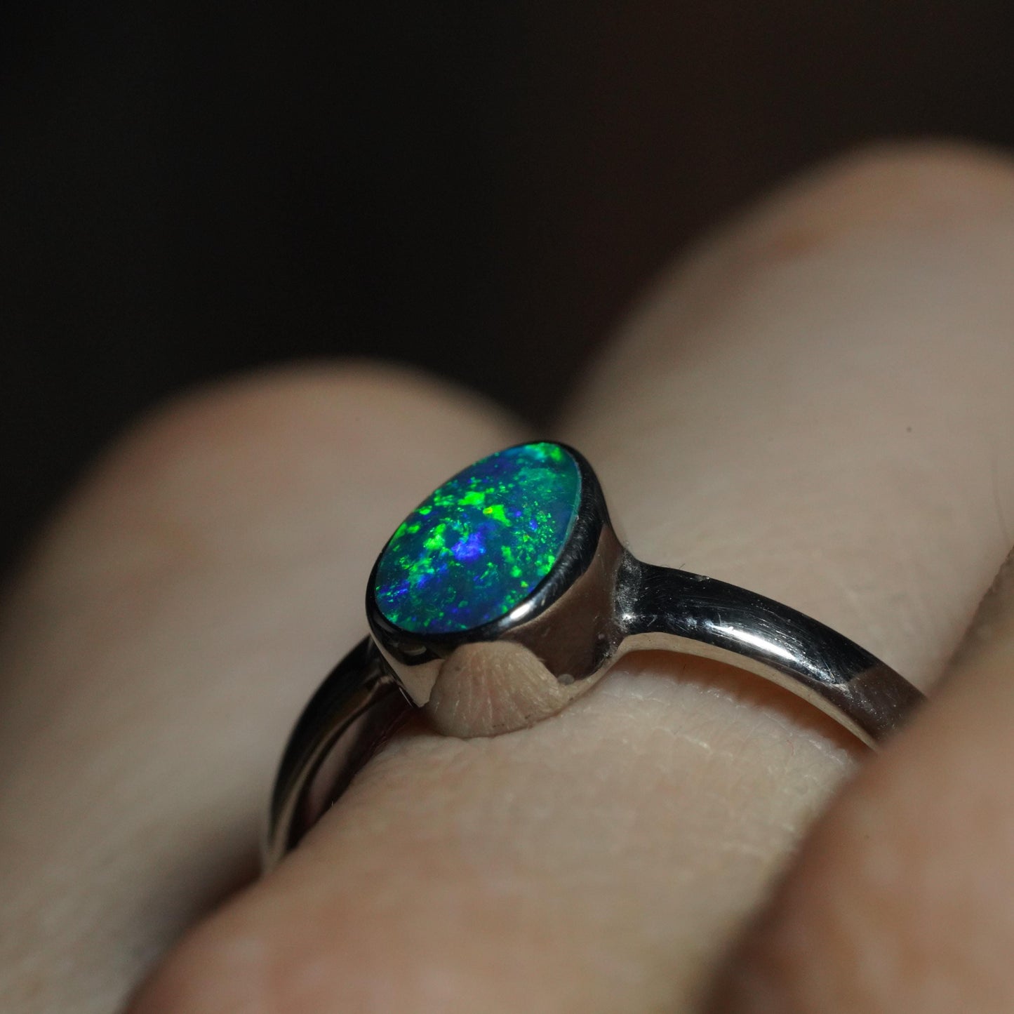 Australian Opal Silver Ring Size 7 | Natural Unique Colourful Opal | Gift For Women October Birthstone