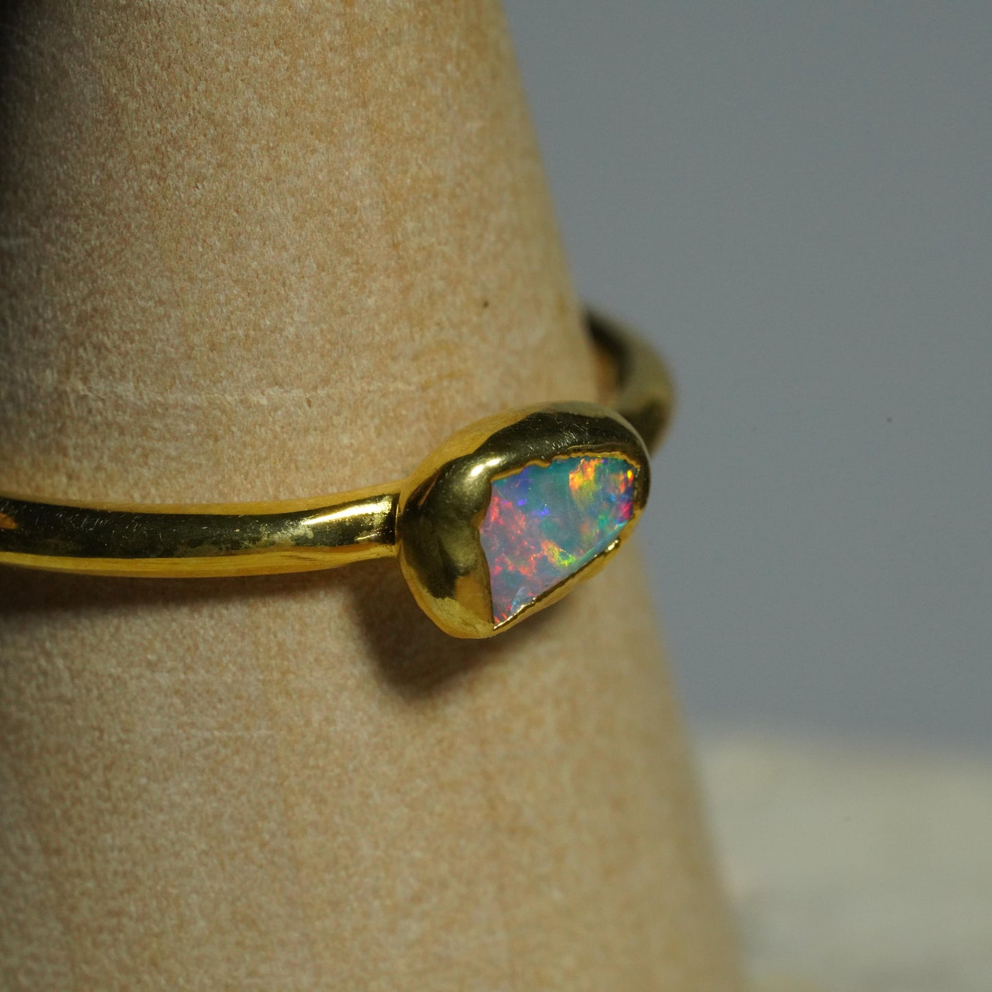 Single Raw Opal Gold Ring | Unique Gift for Her | October Birthstone | Electrform Opal Ring | US Size 7