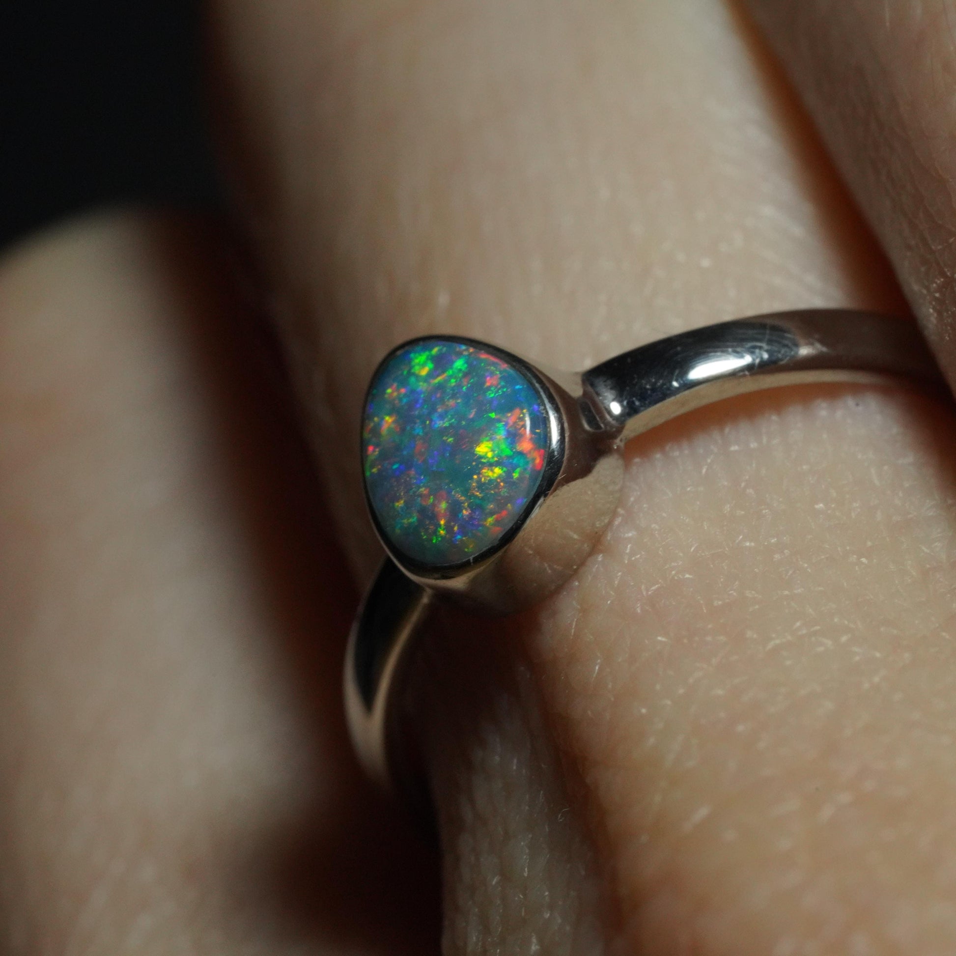 Australian Opal Doublet Silver Ring Size 6 US | Natural Unique Colourful Opal | Gift For Women October Birthstone