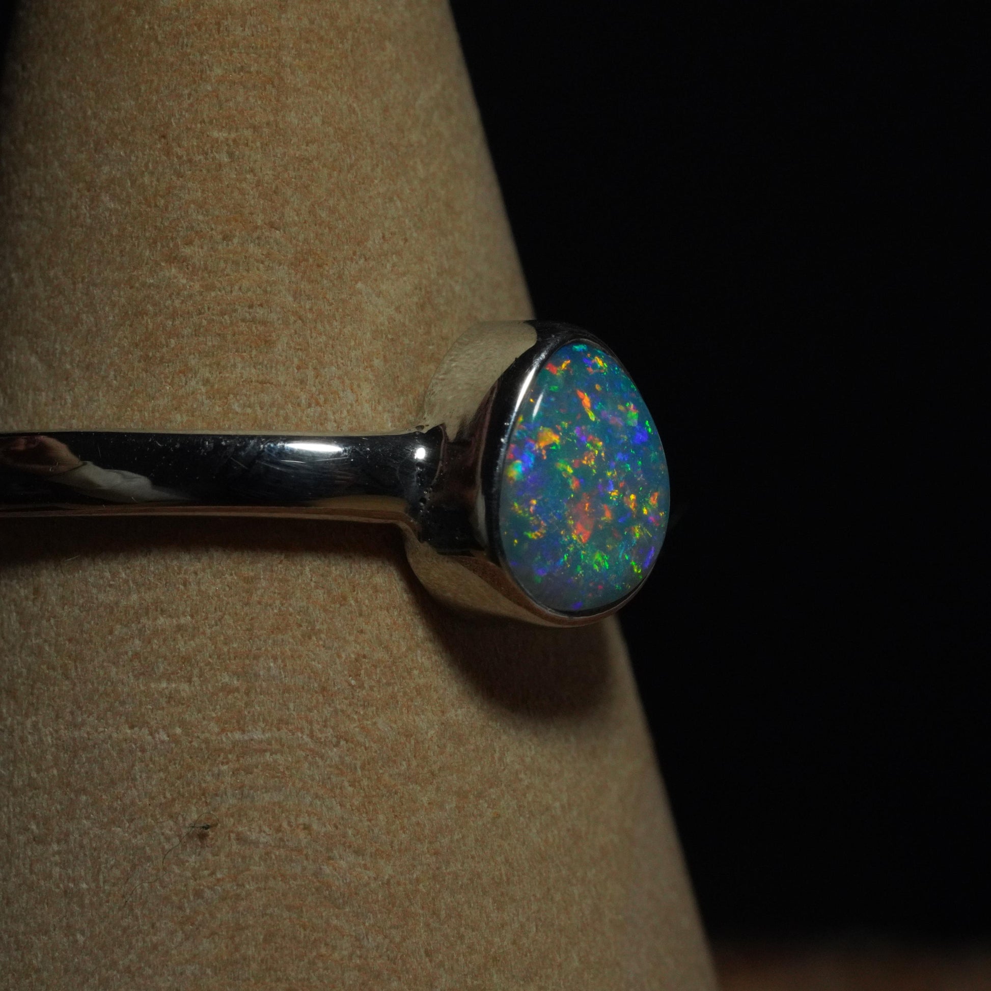 Australian Opal Doublet Silver Ring Size 6 US | Natural Unique Colourful Opal | Gift For Women October Birthstone
