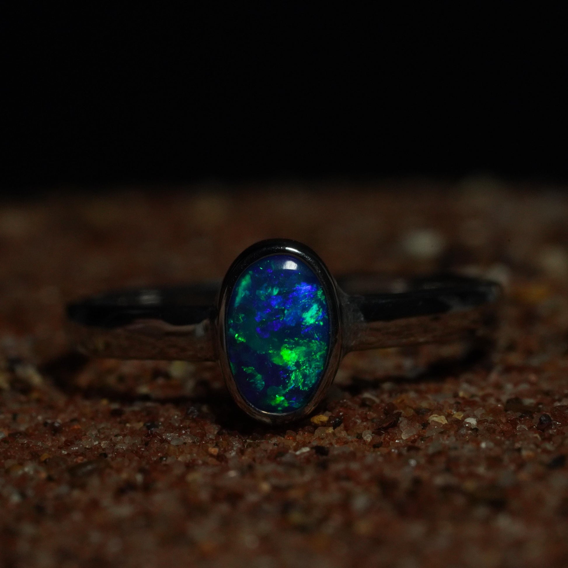 Australian Opal Doublet Silver Ring Size 6 US | Natural Unique Colourful Opal | Gift For Women October Birthstone