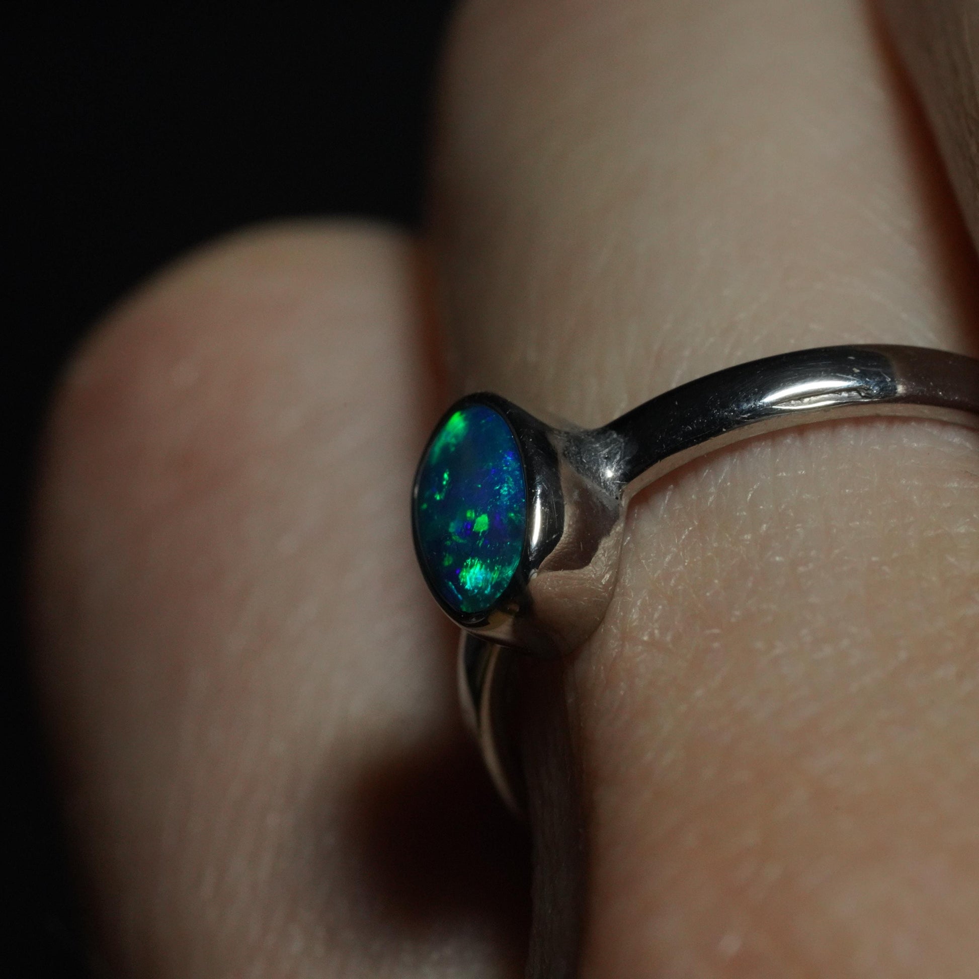 Australian Opal Doublet Silver Ring Size 6 US | Natural Unique Colourful Opal | Gift For Women October Birthstone