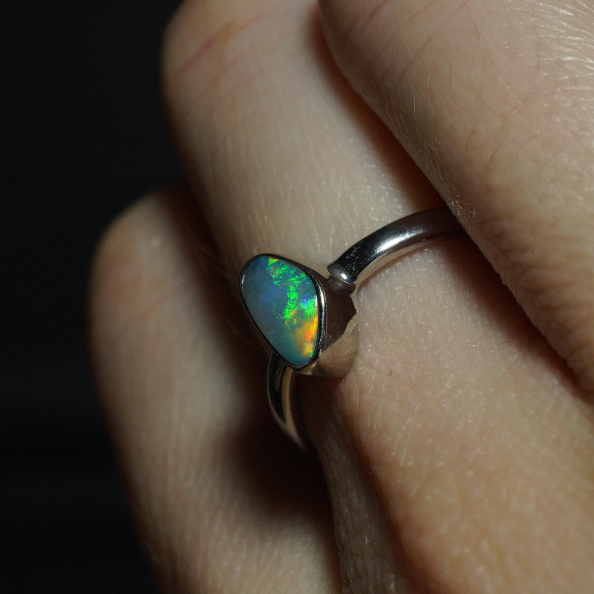 Australian Opal Doublet Silver Ring Size 6 US | Natural Unique Colourful Opal | Gift For Women October Birthstone