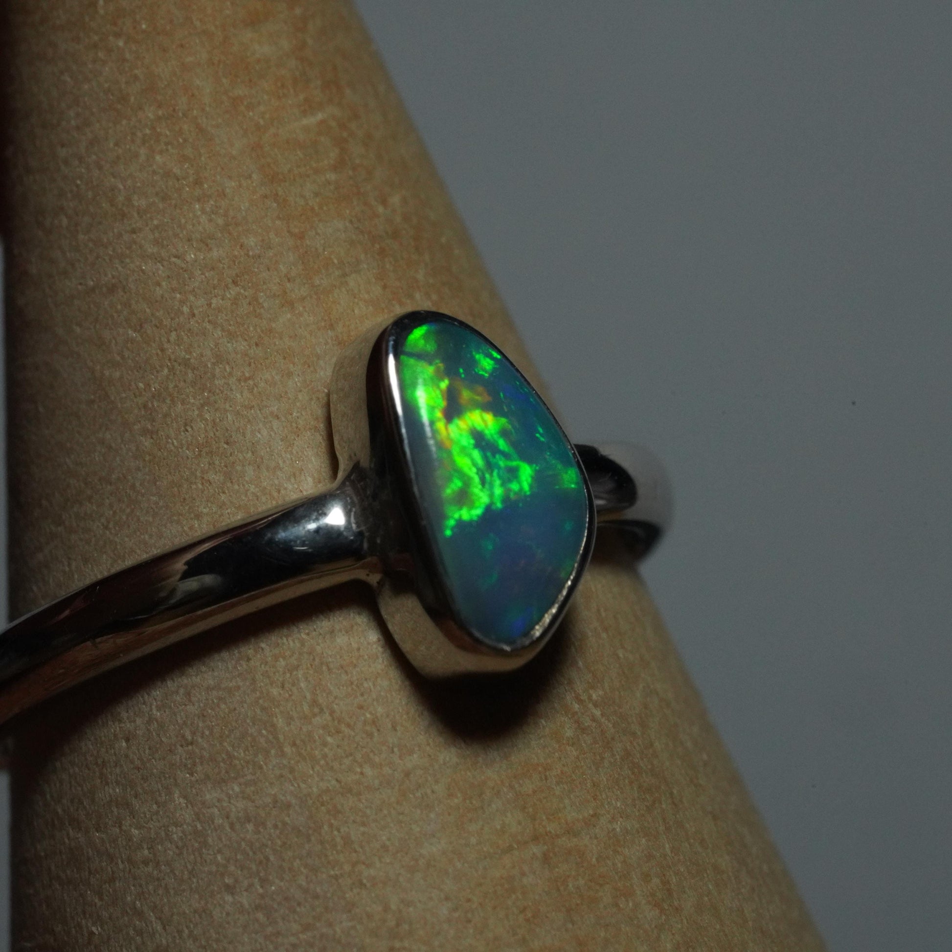 Australian Opal Doublet Silver Ring Size 6 US | Natural Unique Colourful Opal | Gift For Women October Birthstone