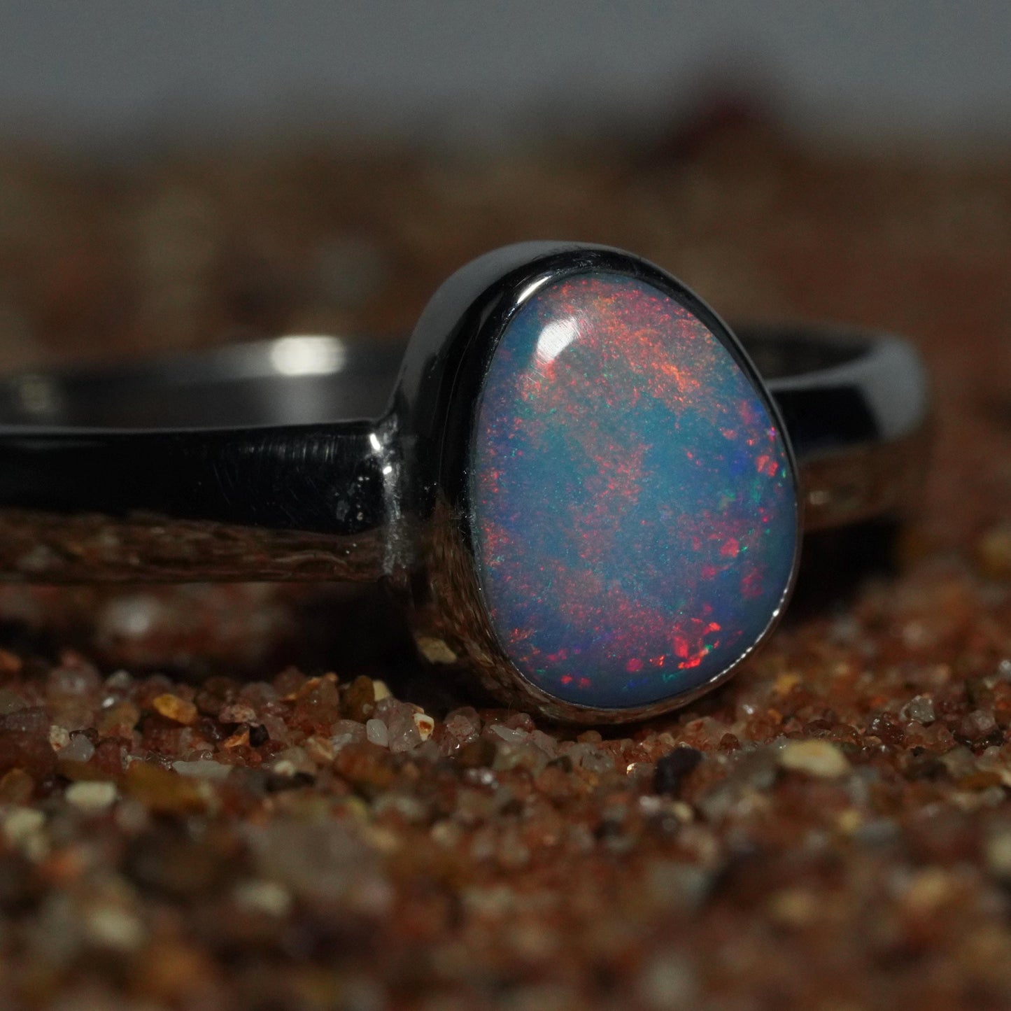 Australian Opal Silver Ring Size 7 | Natural Unique Colourful Opal | Gift For Women October Birthstone