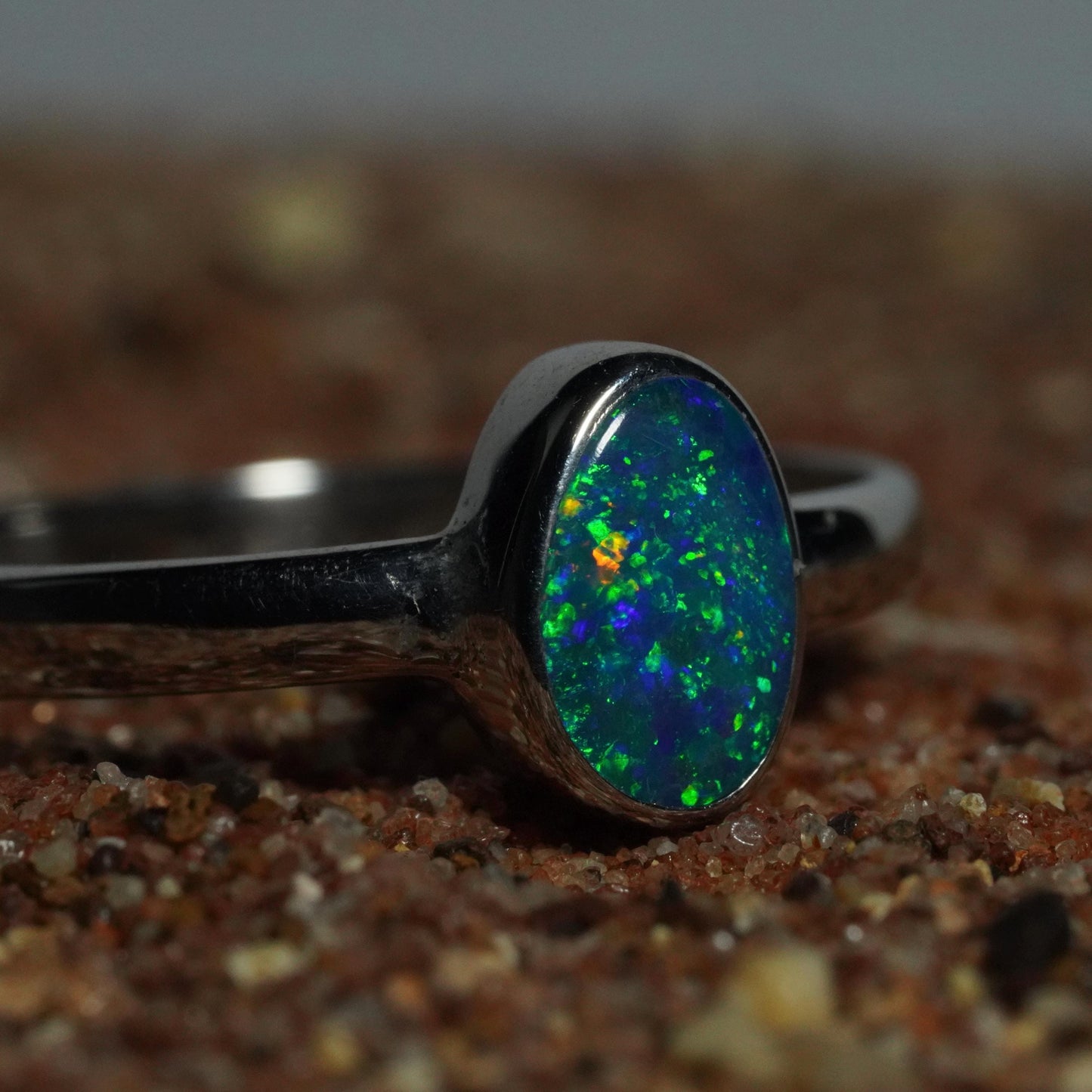 Australian Opal Silver Ring Size 7 | Natural Unique Colourful Opal | Gift For Women October Birthstone