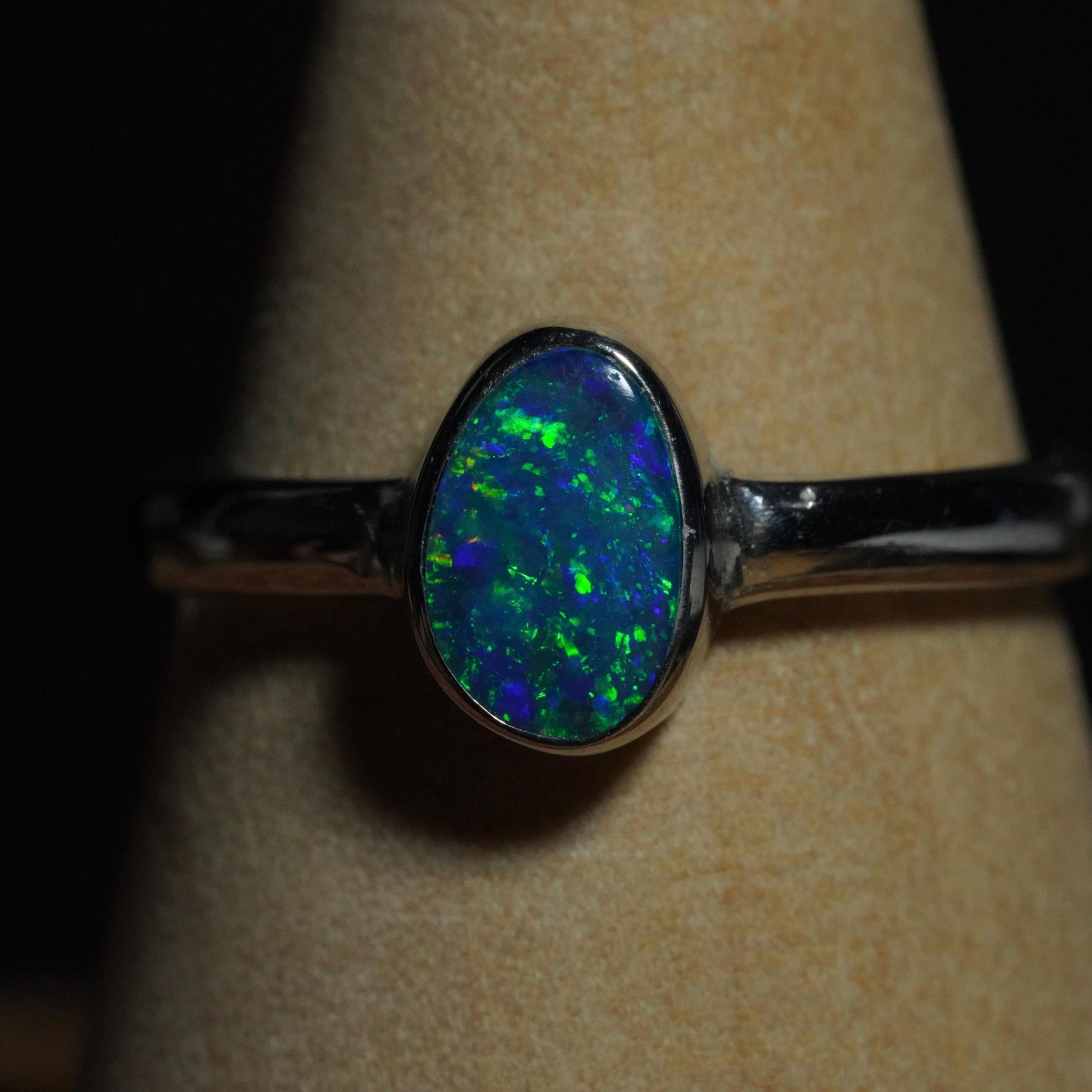 Australian Opal Silver Ring Size 7 | Natural Unique Colourful Opal | Gift For Women October Birthstone