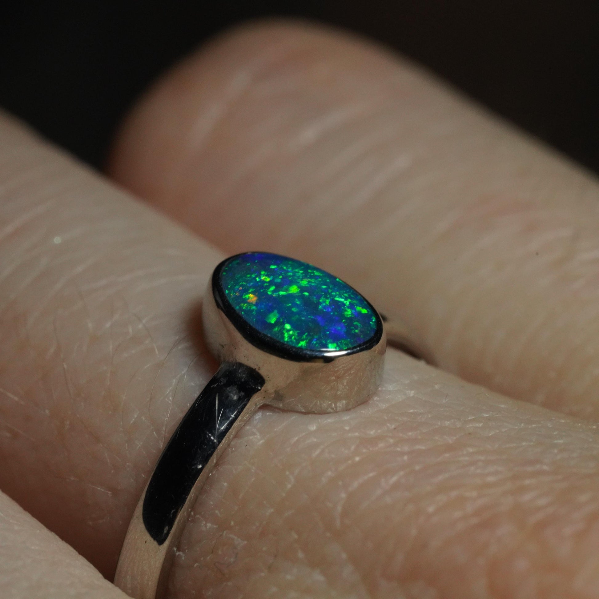 Australian Opal Silver Ring Size 7 | Natural Unique Colourful Opal | Gift For Women October Birthstone