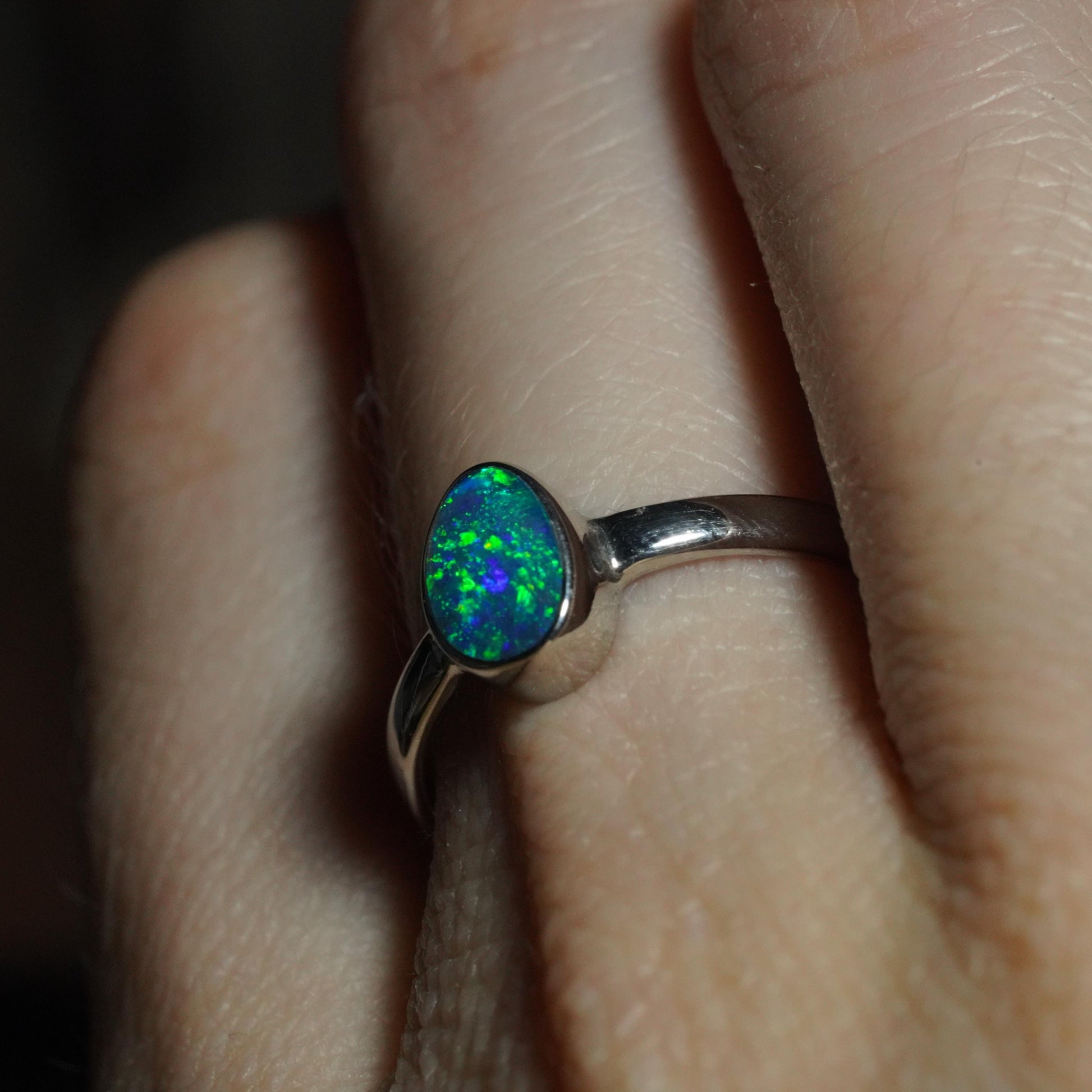 Australian Opal Silver Ring Size 7 | Natural Unique Colourful Opal | Gift For Women October Birthstone