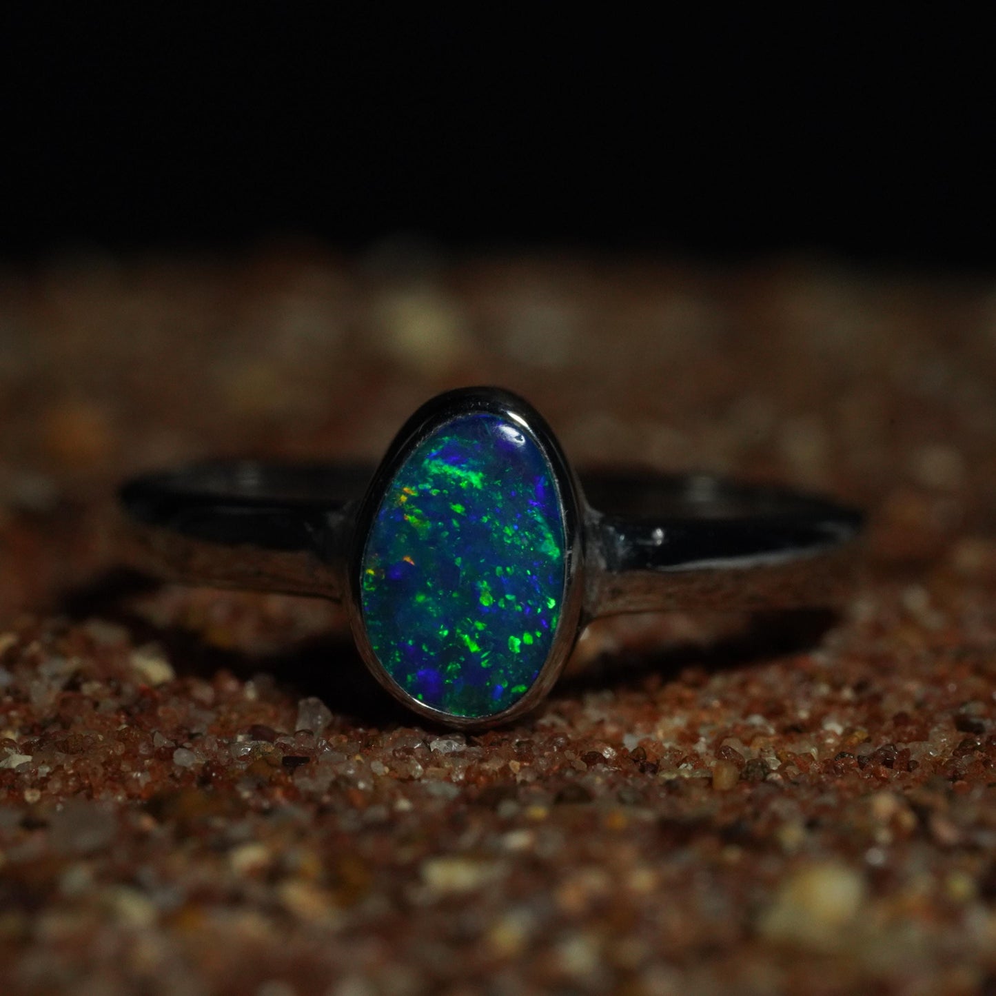 Australian Opal Silver Ring Size 7 | Natural Unique Colourful Opal | Gift For Women October Birthstone