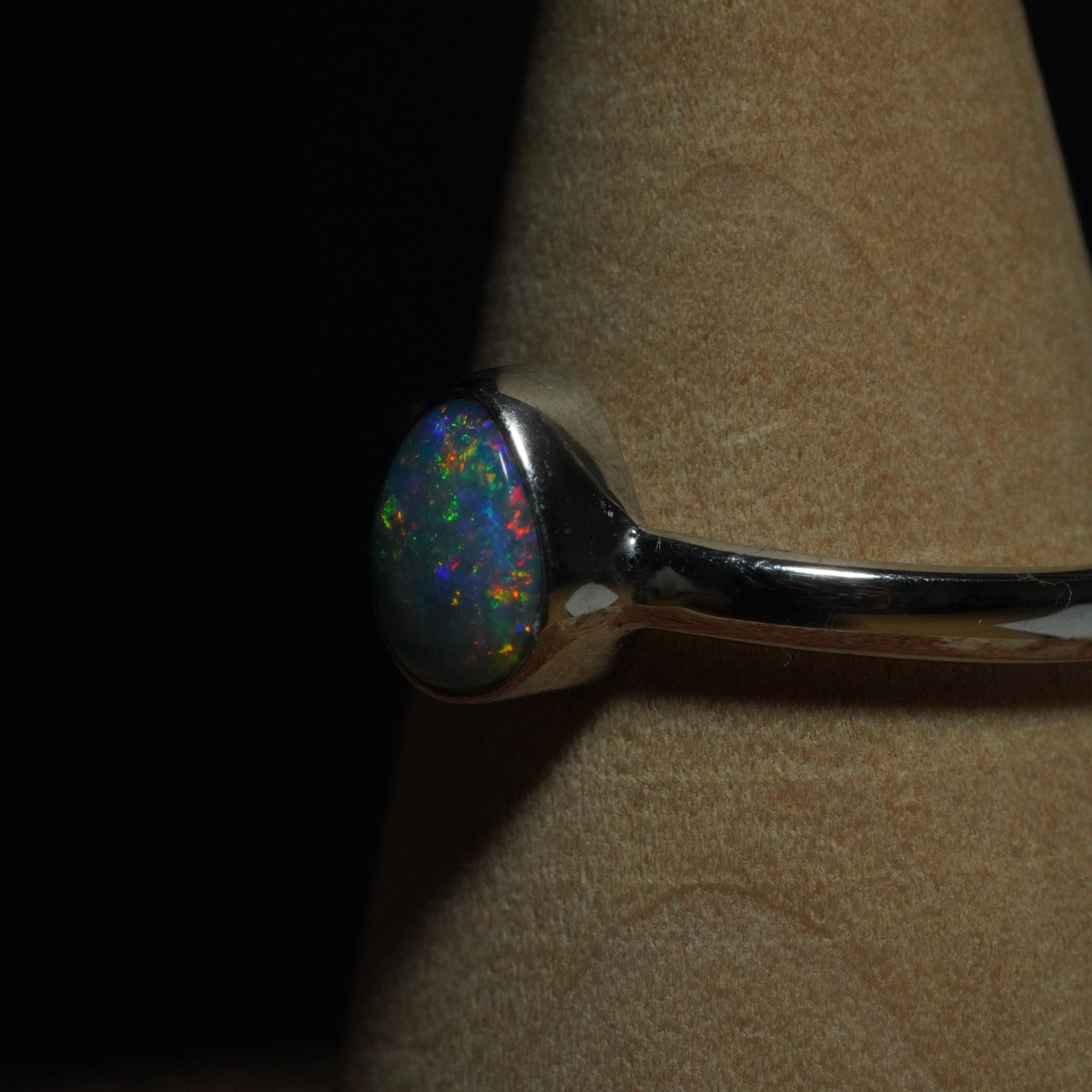 Australian Opal Doublet Silver Ring Size 6 US | Natural Unique Colourful Opal | Gift For Women October Birthstone