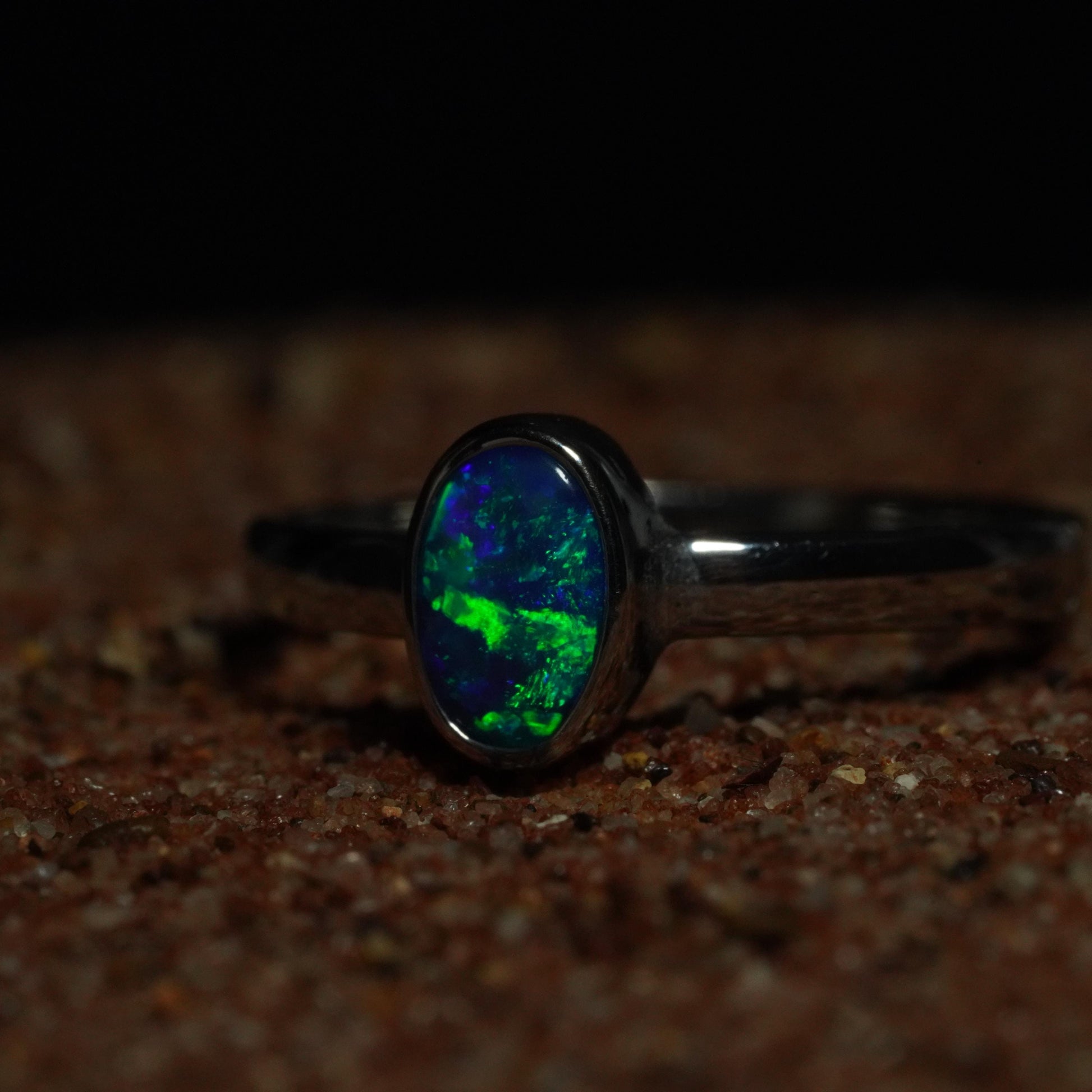 Australian Opal Doublet Silver Ring Size 6 US | Natural Unique Colourful Opal | Gift For Women October Birthstone