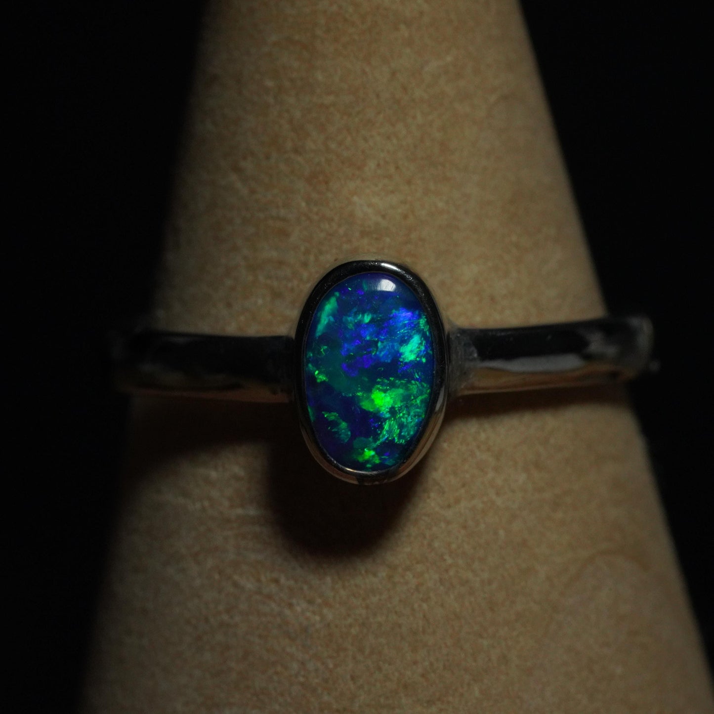 Australian Opal Doublet Silver Ring Size 6 US | Natural Unique Colourful Opal | Gift For Women October Birthstone