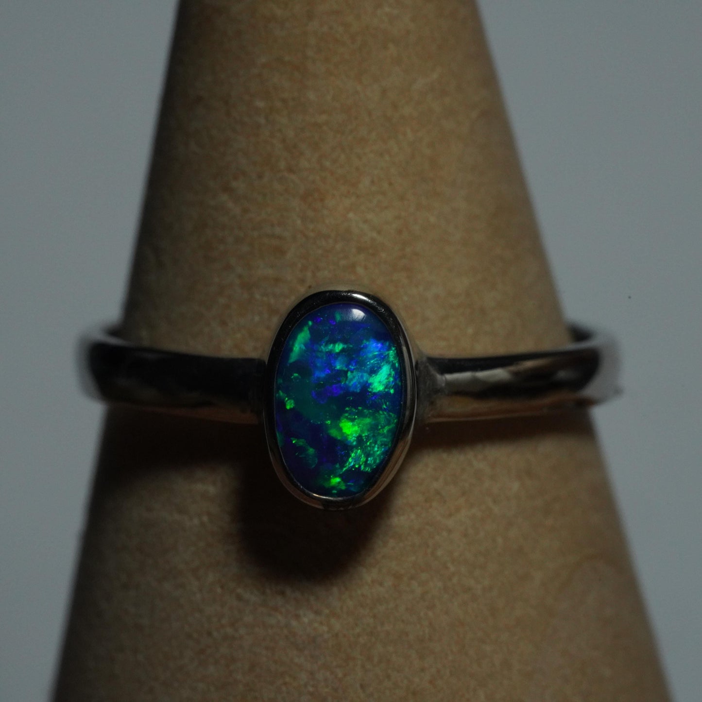 Australian Opal Doublet Silver Ring Size 6 US | Natural Unique Colourful Opal | Gift For Women October Birthstone
