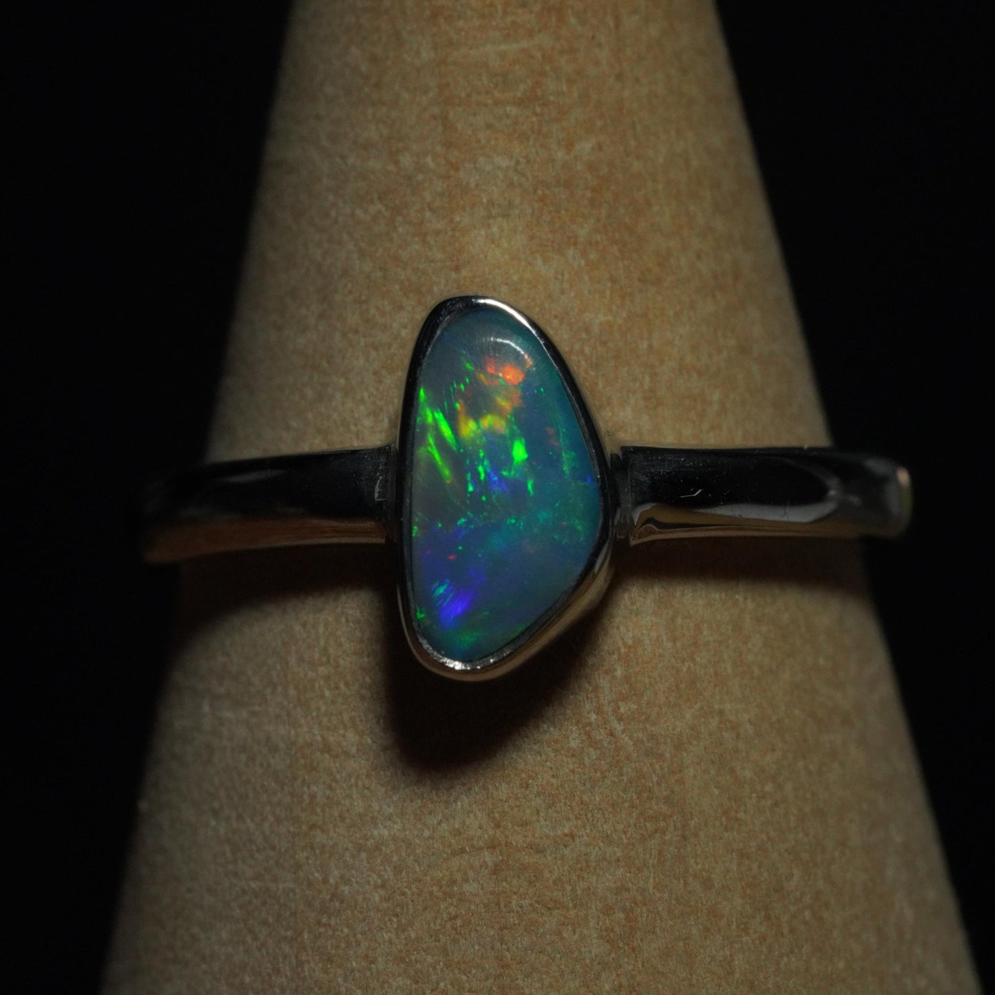 Australian Opal Doublet Silver Ring Size 6 US | Natural Unique Colourful Opal | Gift For Women October Birthstone