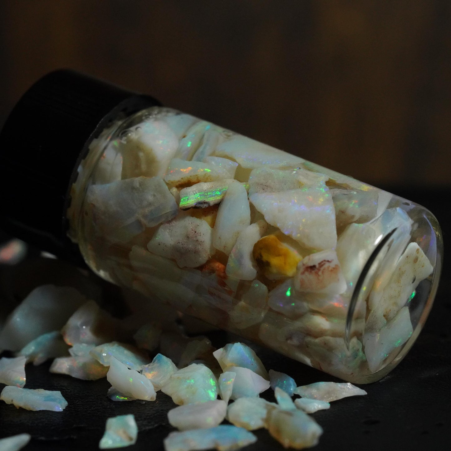 Raw Rough Opal Chip Jar | Gift for them | October Birthstone
