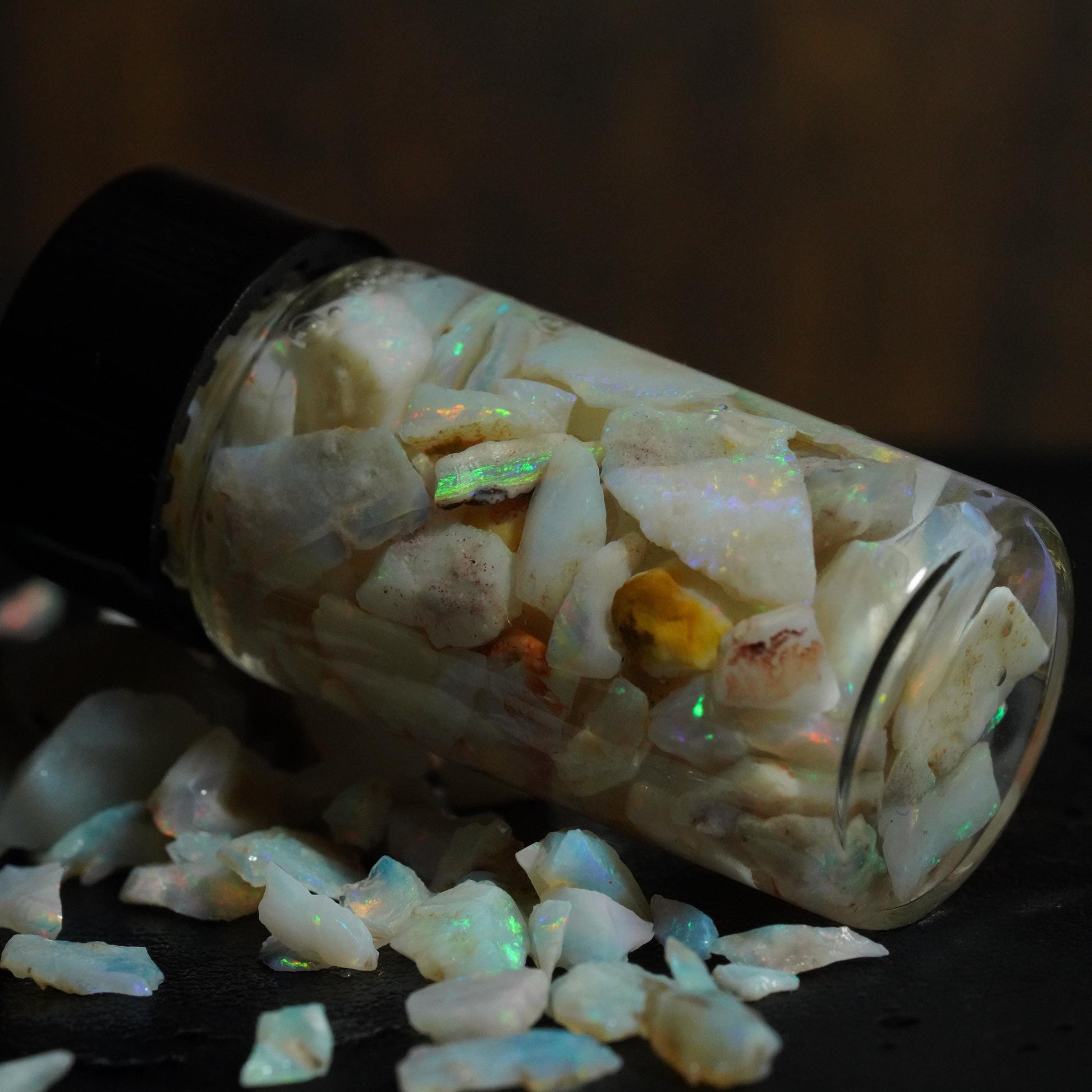 Raw Rough Opal Chip Jar | Gift for them | October Birthstone