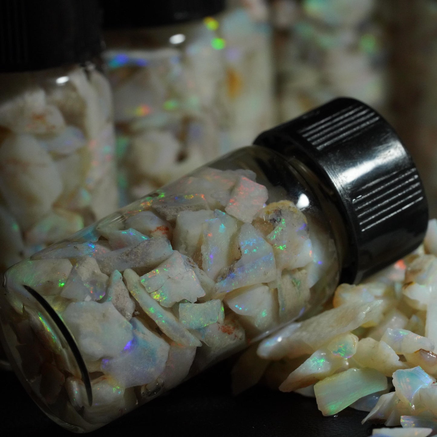 Raw Rough Opal Chip Jar | Gift for them | October Birthstone