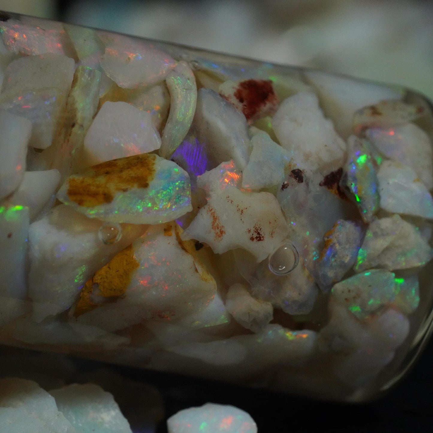 Raw Rough Opal Chip Jar | Gift for them | October Birthstone