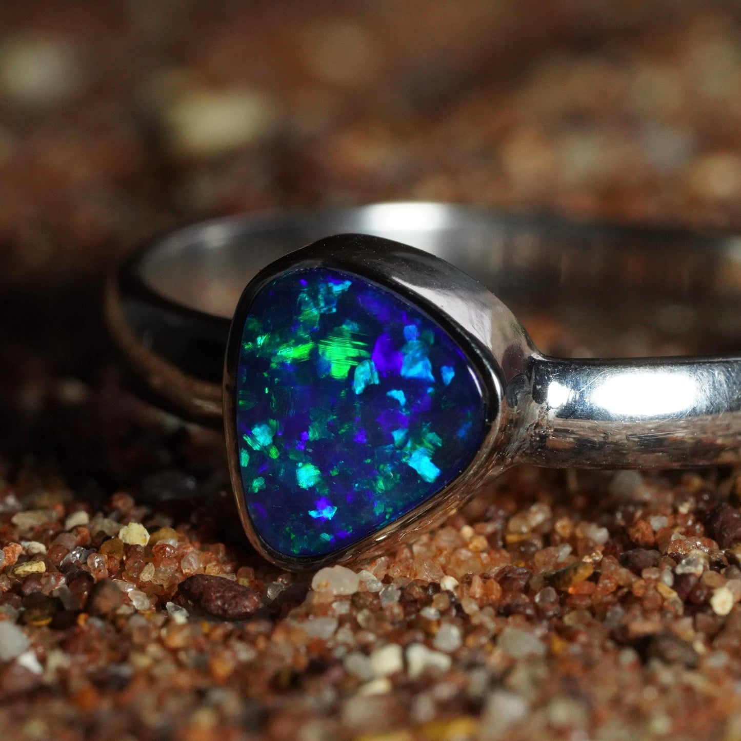 Australian Opal Ring | Sterling Silver | Size 8