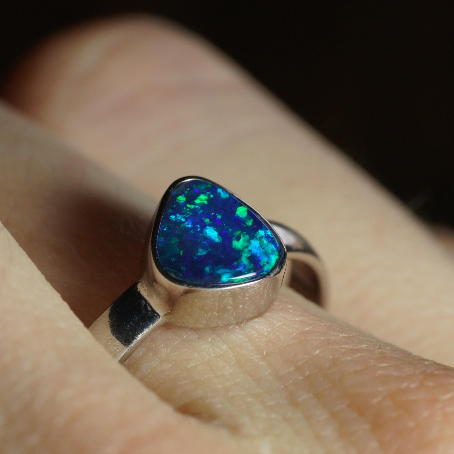 Australian Opal Ring | Sterling Silver | Size 8