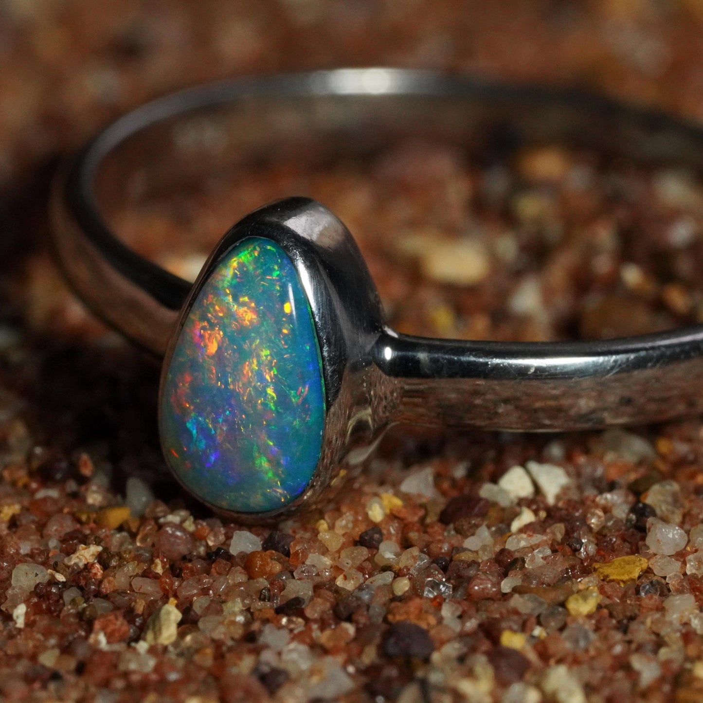 Australian Opal Ring | Sterling Silver | Size 8