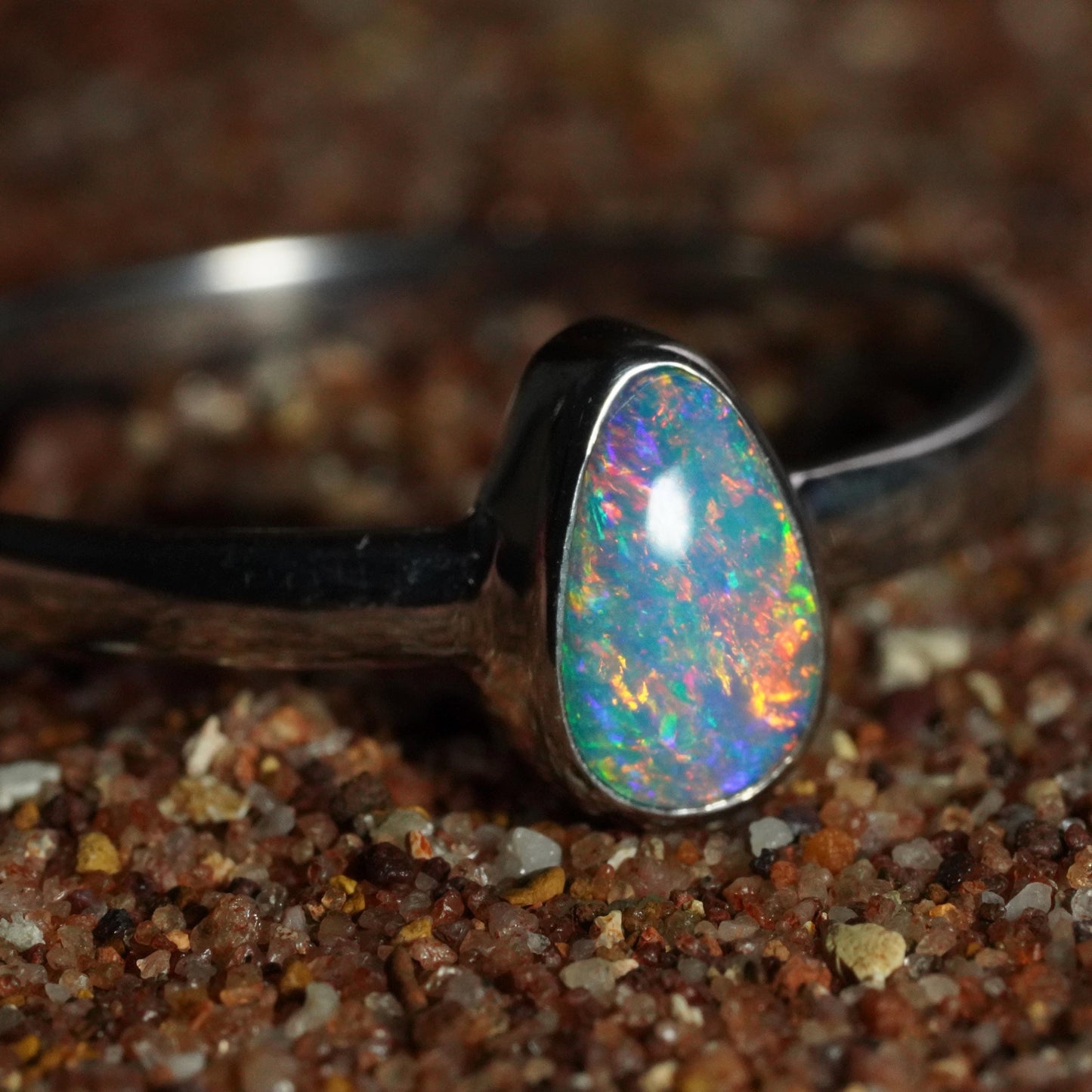 Australian Opal Ring | Sterling Silver | Size 8