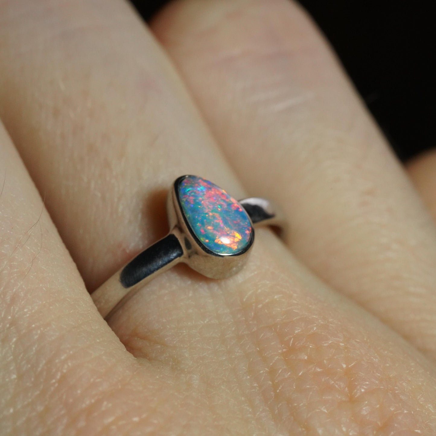 Australian Opal Ring | Sterling Silver | Size 8