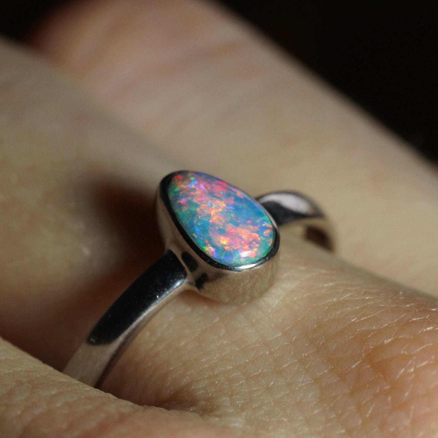 Australian Opal Ring | Sterling Silver | Size 8