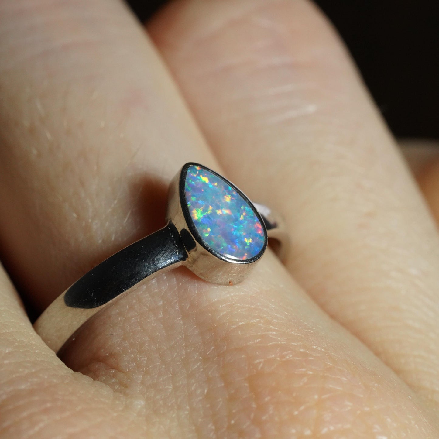 Australian Opal Ring | Sterling Silver | Size 8