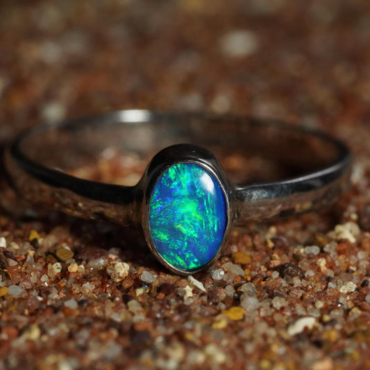 Australian Opal Ring | Sterling Silver | Size 8