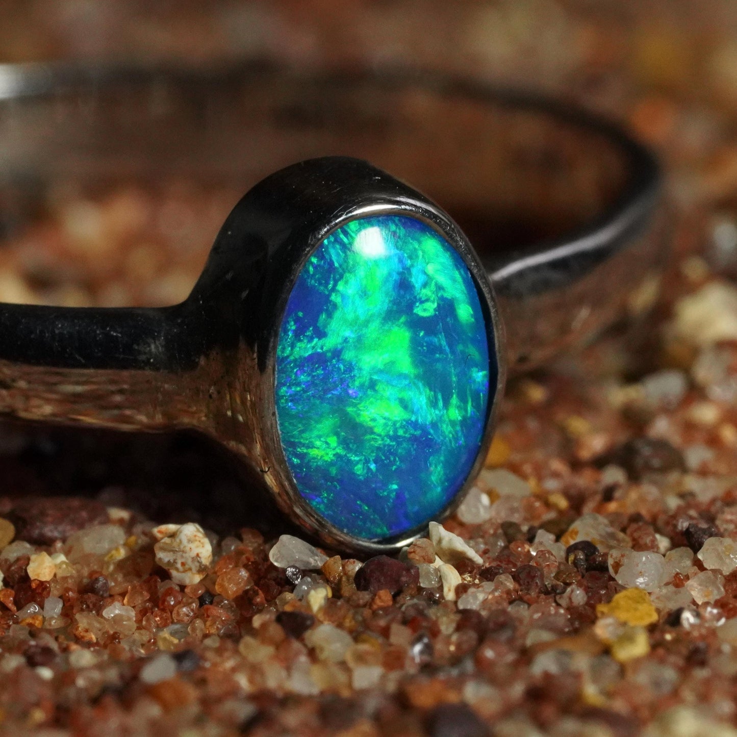 Australian Opal Ring | Sterling Silver | Size 8