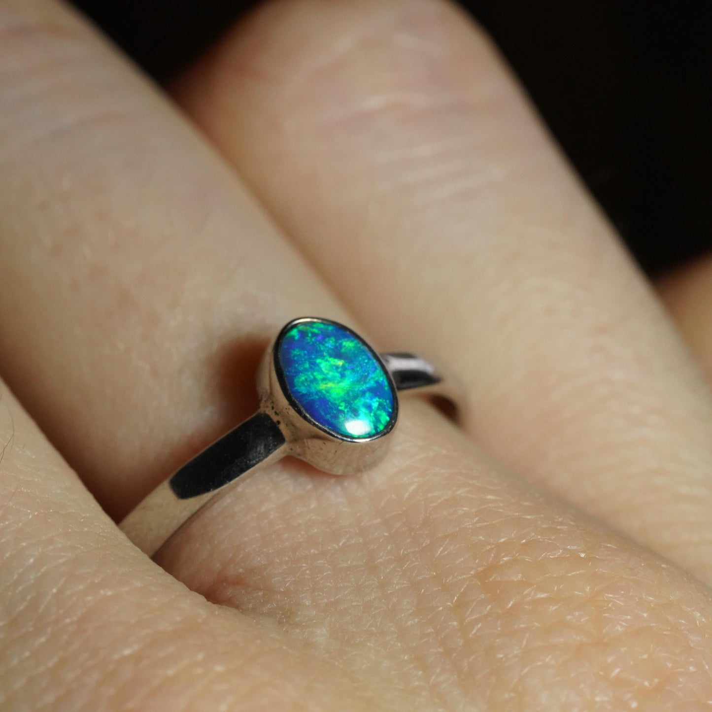 Australian Opal Ring | Sterling Silver | Size 8