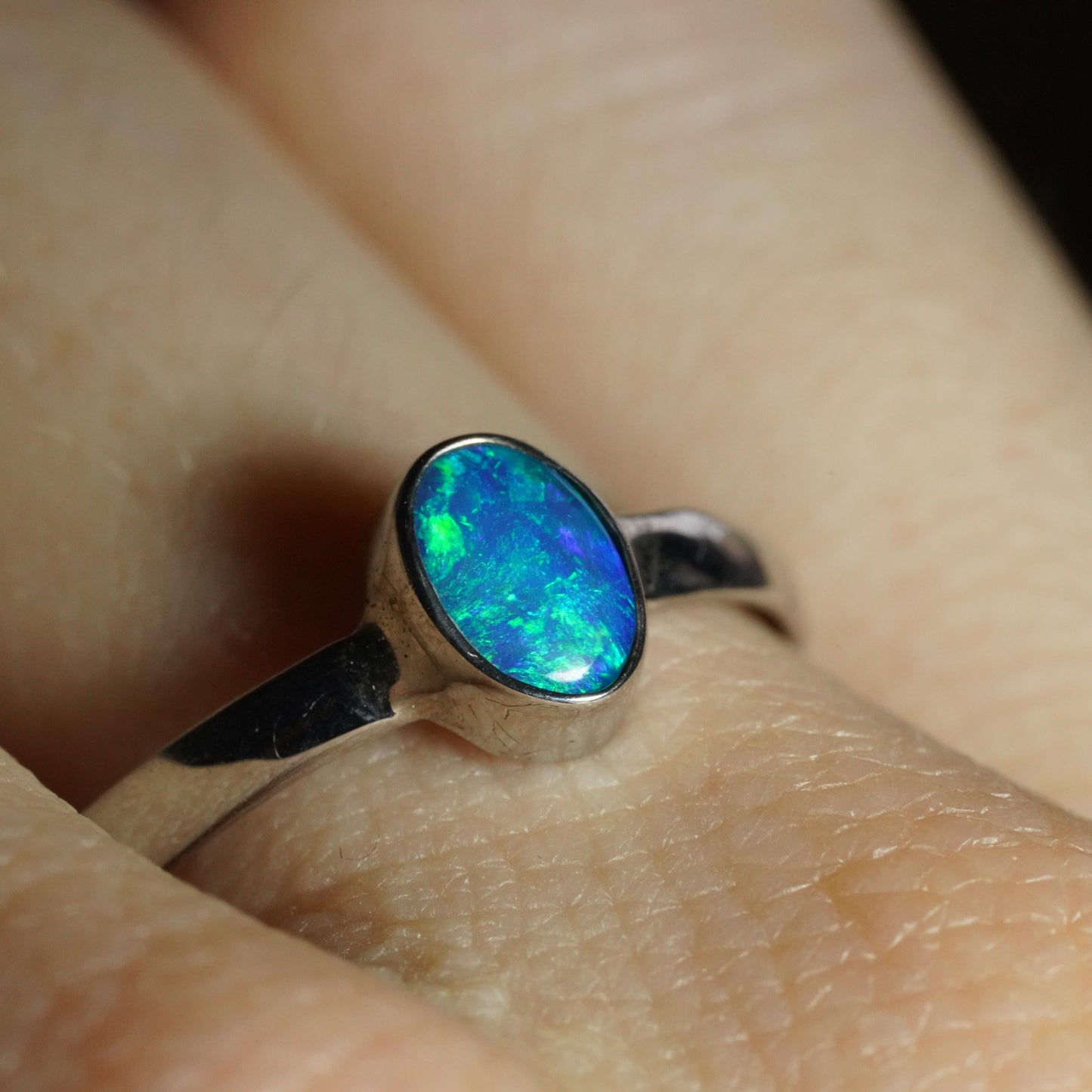 Australian Opal Ring | Sterling Silver | Size 8