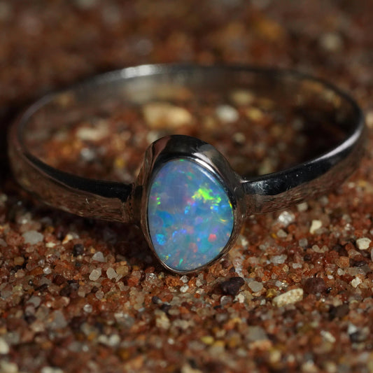 Australian Opal Ring | Sterling Silver | Size 8