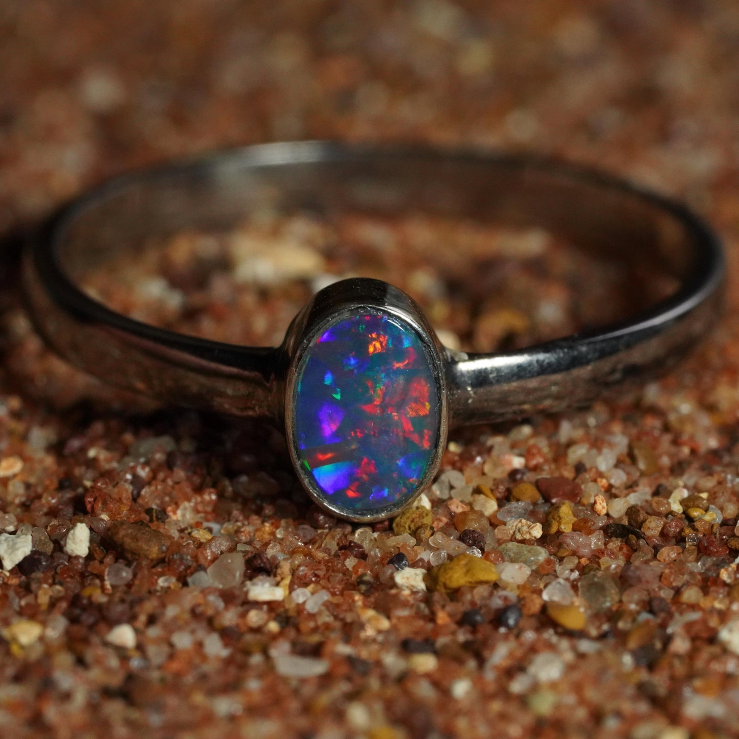 Australian Opal Ring | Sterling Silver | Size 8