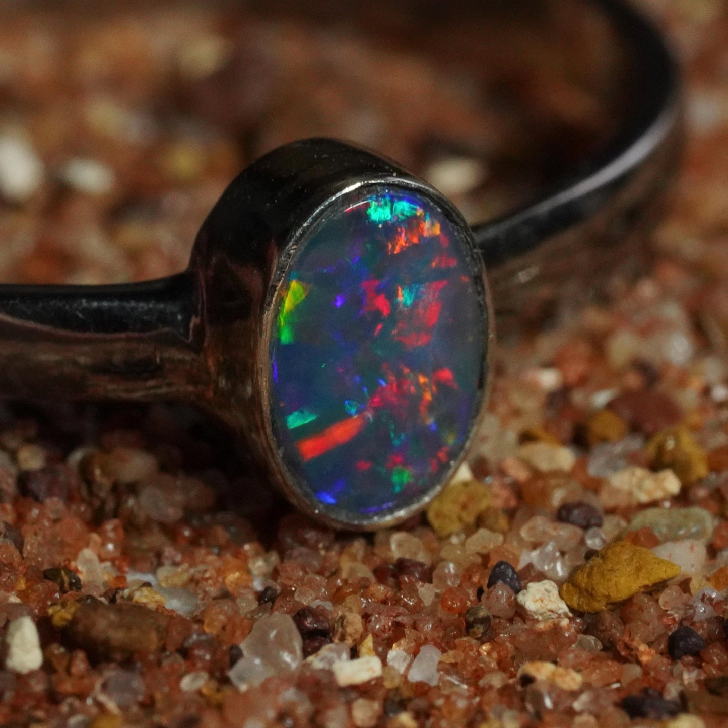 Australian Opal Ring | Sterling Silver | Size 8