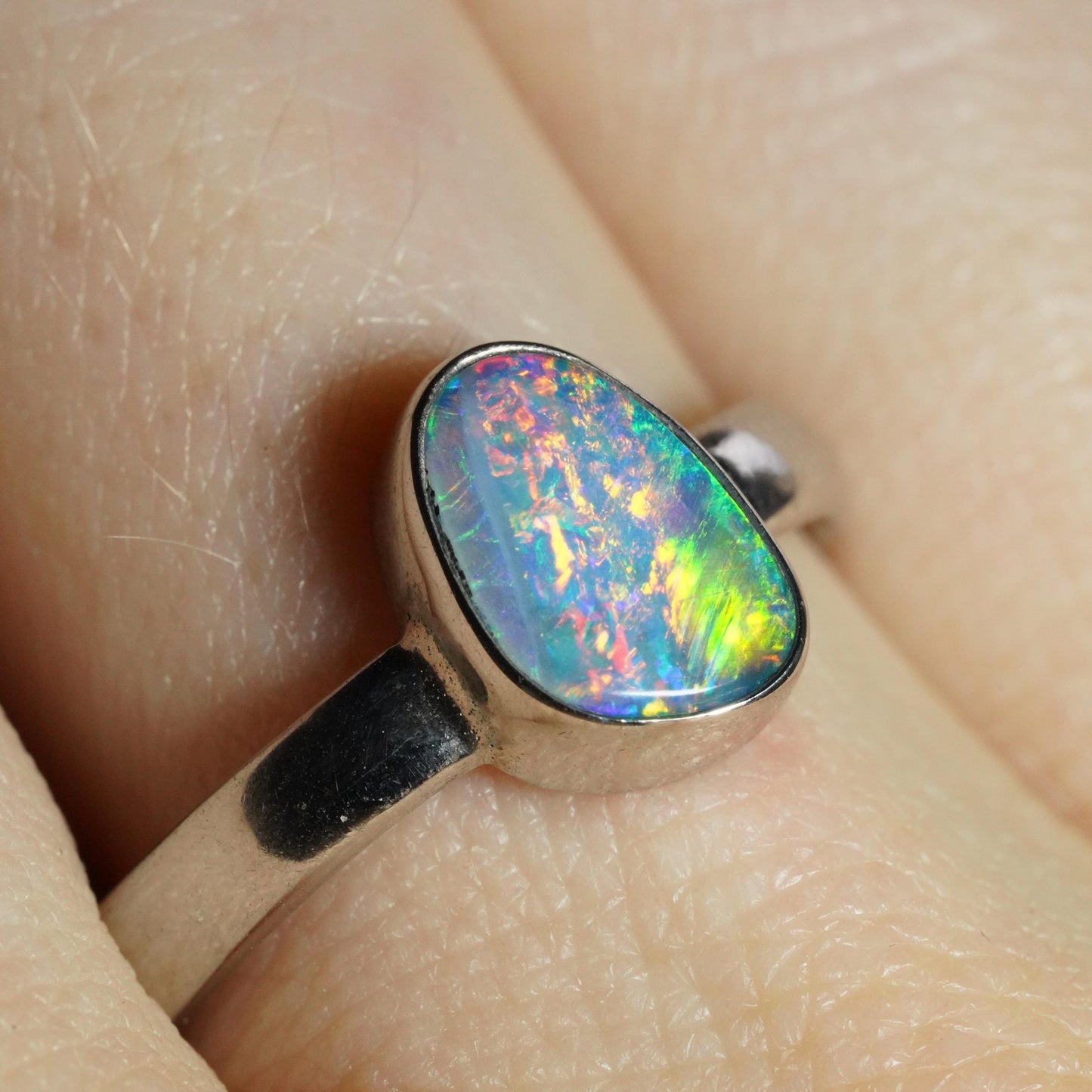 Australian Opal Ring | Sterling Silver | Size 7
