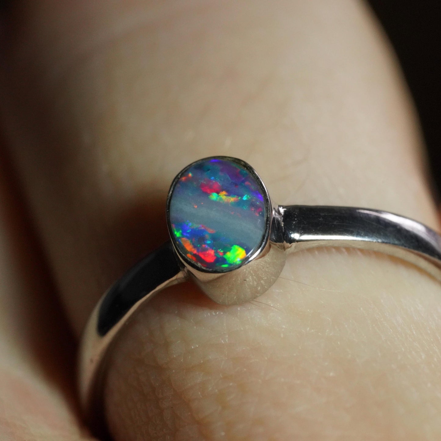 Australian Opal Ring | Sterling Silver | Size 5