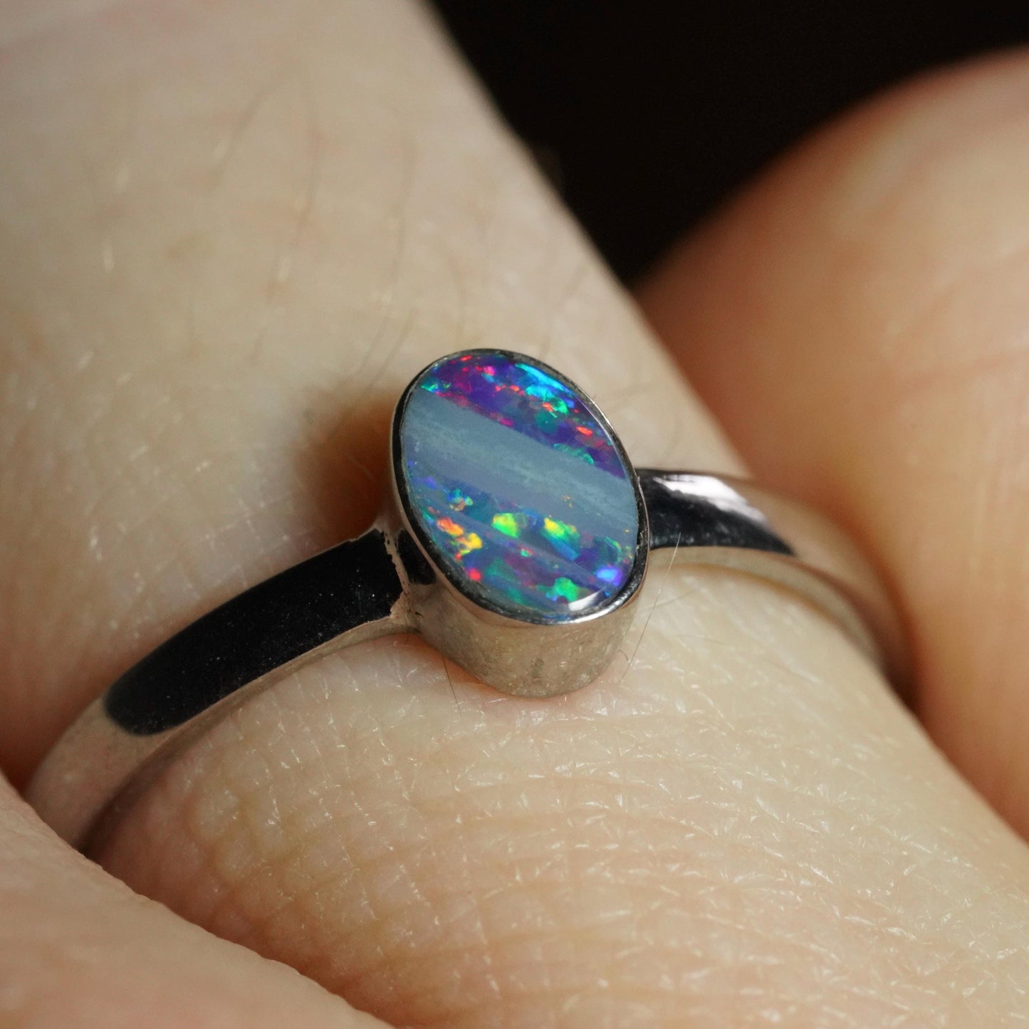 Australian Opal Ring | Sterling Silver | Size 5